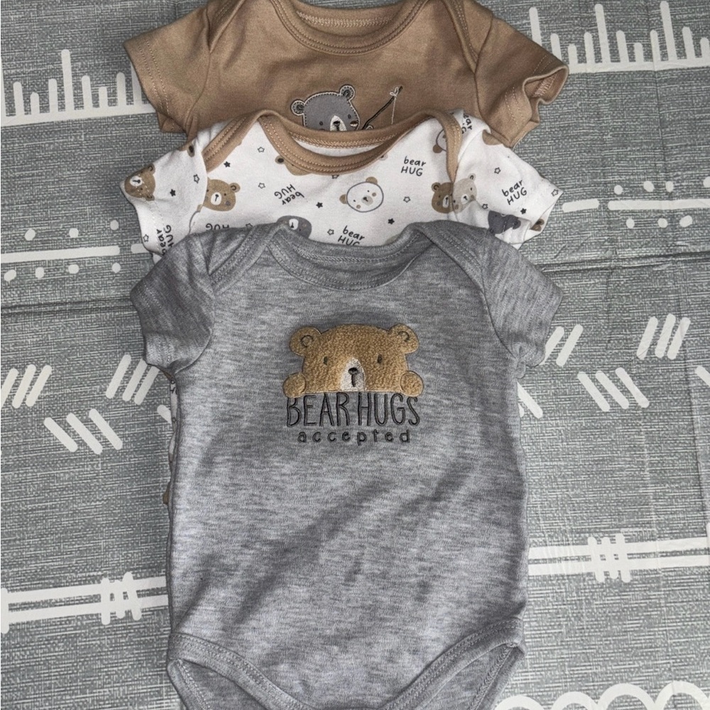 Bear Hugs Kids Bodysuit Set - Gray, Brown, Cream